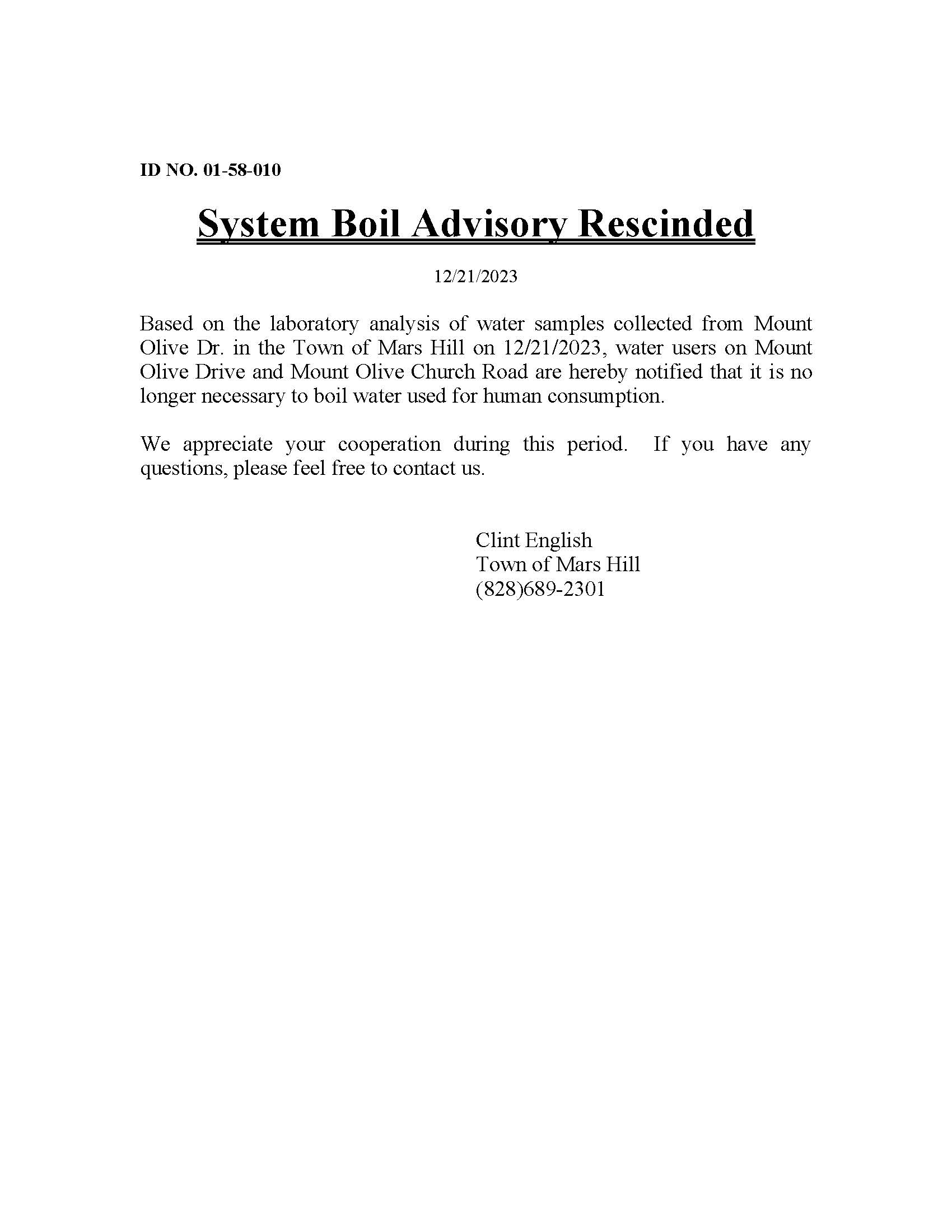 The Town Of Mars Hill North Carolina